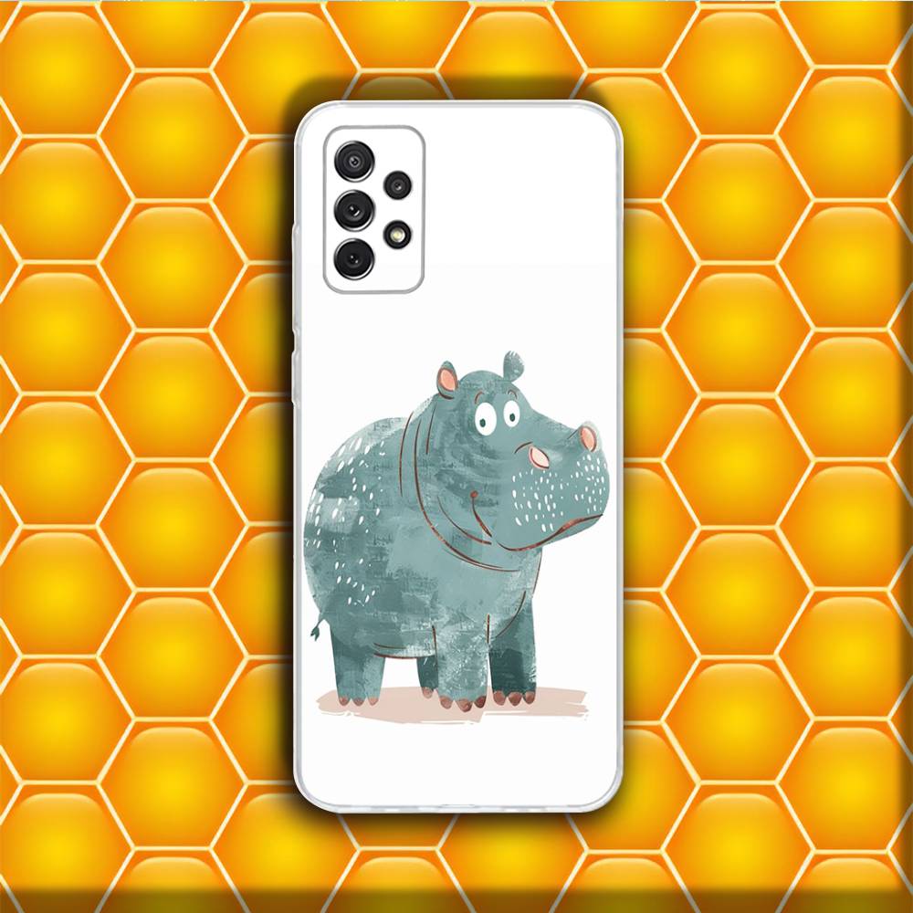 Cute Hippo Hippopotamus Phone Case Silicone For Samsung S30,23,21,22,20 FE lite,S10,9,PIus Note20ultra Soft Transparent