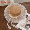 Summer Straw Hat With Large Brim And Bow For Beach And Vacation Sun Protection
