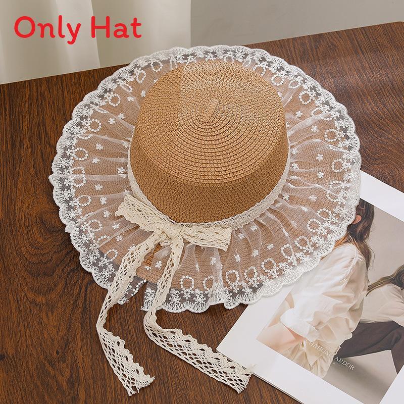 Summer Straw Hat With Large Brim And Bow For Beach And Vacation Sun Protection