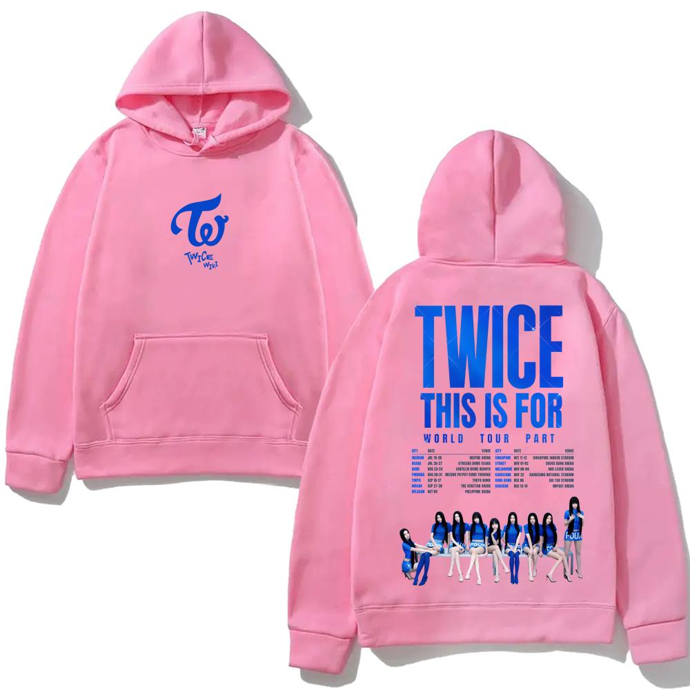 TWICE TOUR Punk Hooded With Pocket Fleece Comfortable Sweatshirt Oversized Long Sleeve Gothic Clothes Moletom Vintage Pullovers Grunge