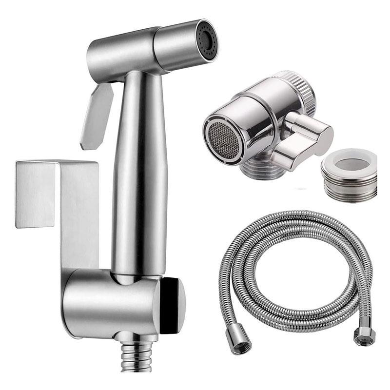 304 Stainless Steel Household Toilet Spray Gun Faucet Shower Booster Water Gun Flusher Nozzle Set