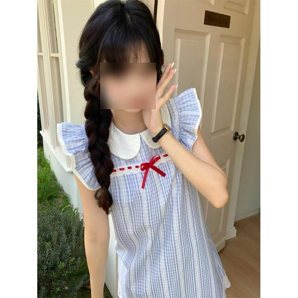 This year's popular French blue cute and sweet dress, female first love, small waist suspender puffy skirt