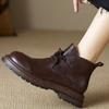 New Autumn Winter Women's Boots 2025 Genuine  Casual Women Shoes Round Toe Chunky Heel Lace Up Riding Ankle Boots