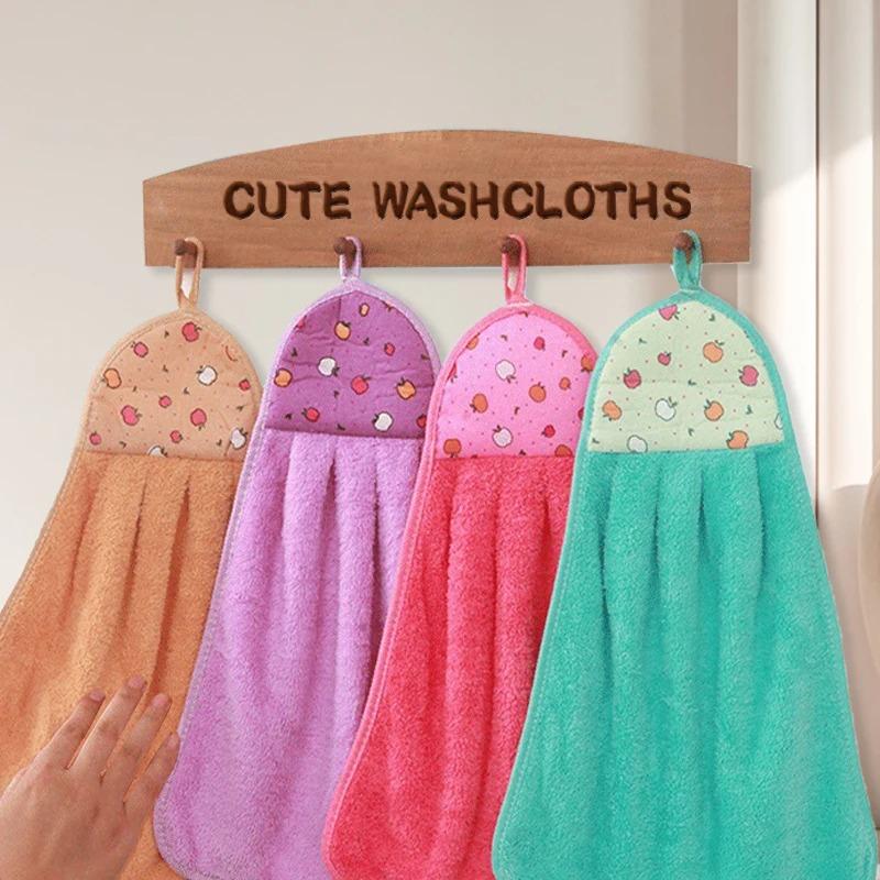 3/5/10pcs Hanging Coral Fleece Hand Bathroom Towel Wholesale Kitchen Cleaning Cloth Children's Handkerchief Absorbent Hand Towel