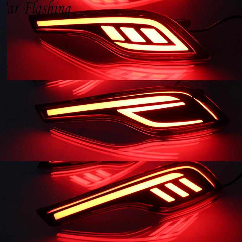 Car Flashing 2PCS Red Lens LED Rear Bumper Reflector Lamp Tail Brake Light Fog Lamp for Honda CRV CR-V 2017 2018