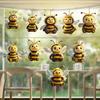 10-Piece Wooden 2D Cute Bee Friend Pendant for Family Party Decorations and Christmas Tree Decorations