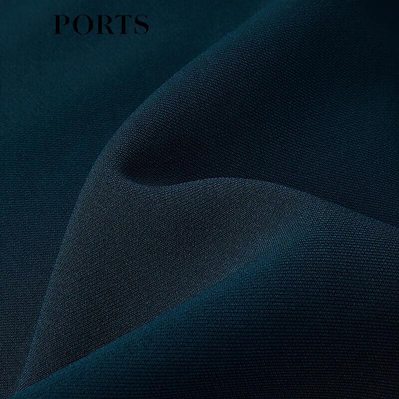 PORTS Women's Retro Dark Blue V-Neck Midi Dress