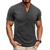 Men's Slim Fit Henley Shirt Short Sleeve Button V-neck Casual Solid Color T-shirt