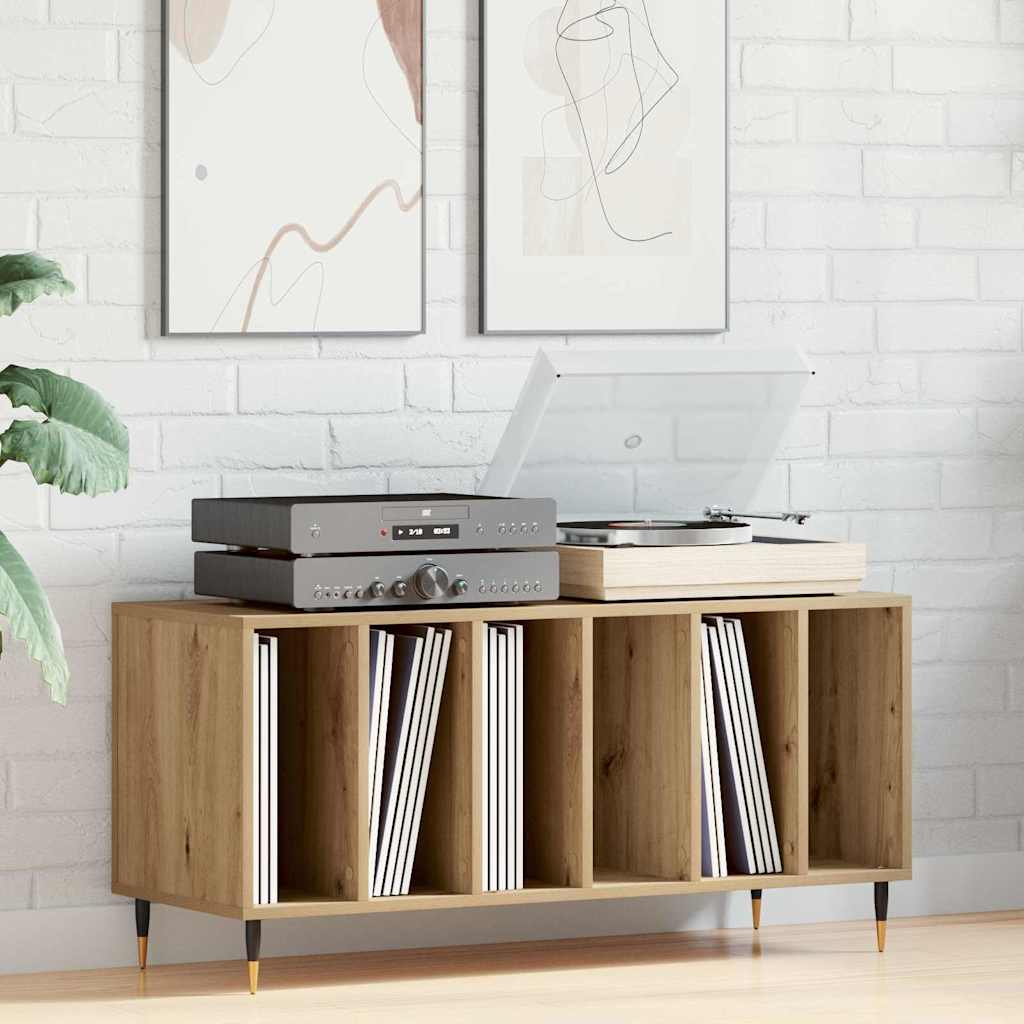Vinyl Record Cabinet with Shelf Artisan Oak Finish 100 x 38 x 48 cm