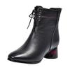 Soft Leather Martin Boots Women's Cotton Shoes Comfortable Short Boots Single Boots Warm Autumn and Winter Middle Heel Women's Shoes Velvet Thick