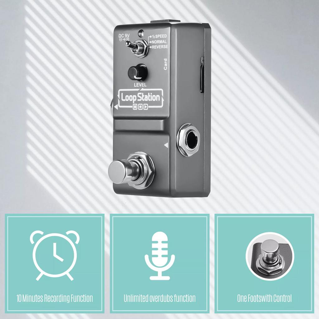 Ammoon Loop Station Mini Gitarren Looper Effektpedal 10 Minuten Aufnahmezeit 3 Arbeitsmodi True Bypass Vollmetall