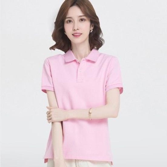 Women's Basic Solid Color Short-sleeved POLO Shirts Summer Knitted Tops Daily Casual Models Can Be Machine Washed and Dry Cleane