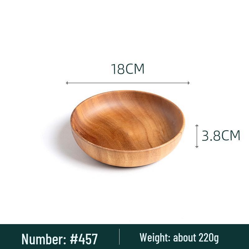 Acacia Wood Round Fruit Bowl: Japanese Tray for Snacks, Dried Fruits, or Desserts