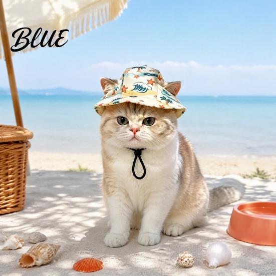 Cat Ears Sunshade Beach Hat Summer Cap with Ear Holes Adjustable Pet Polyester Hat Sun for Small Dogs Cats Outdoor Protection Comfortable Holes