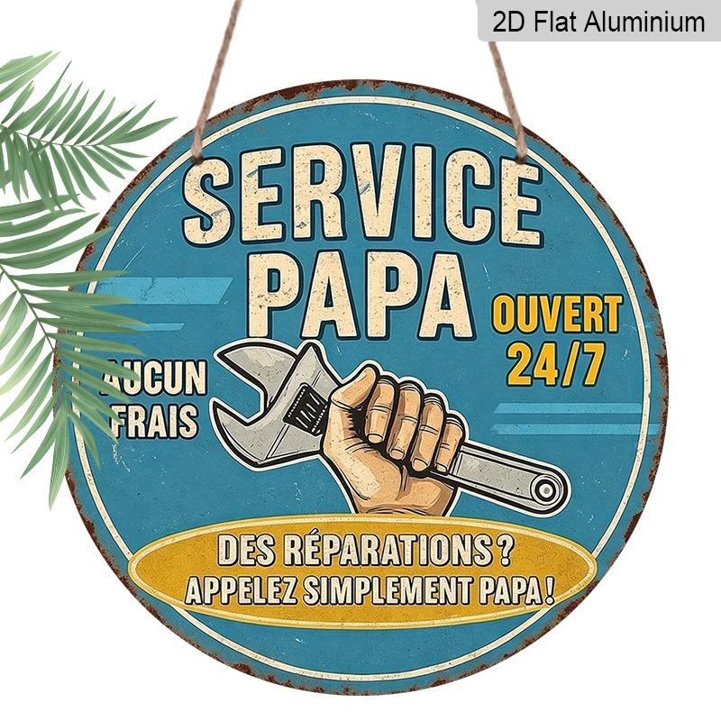 

2D Flat Retro Aluminum Wall Decorations in Various Sizes. French Retro Dad s Repair Service Themed Wall Hangers Are Ideal for Home Décor and Gifts 20*20cm