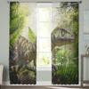 Dinosaur Jungle Curtain Window Tulle Living Room Bedroom Kitchen Chiffon Treatment Decorations Sheer For Sitting Made Of Polyester