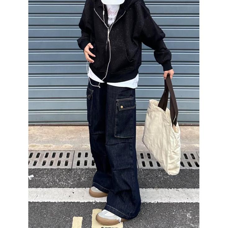 Pánské džíny American High Street, podzimní trendy, značkové, volné, široké, rovné, mikro rozšířené