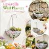 Umbrella Shape Wall Mounted Metal Plant Basket Decorative Iron Hanging Flower Pot for Indoor Outdoor Home Garden Wall Decoration
