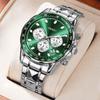 Men's Chronograph Quartz Watch Calendar Waterproof Luminous Stainless Steel Strap Luxury Wrist Watch for Men