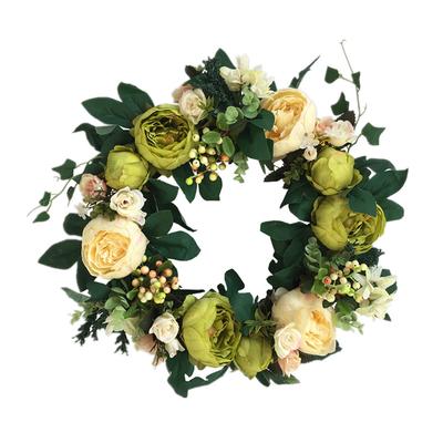 Front Door Wreath 16.5in Diameter Artificial Flowers Bright Colors Wall Floral Wreath for Decoration