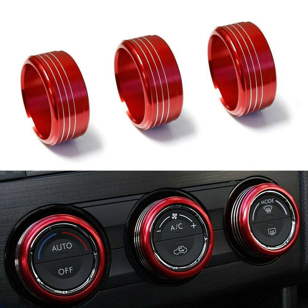 Pdtoweb 3X Aluminum Climate Control Knob Ring Covers Fit For Subaru