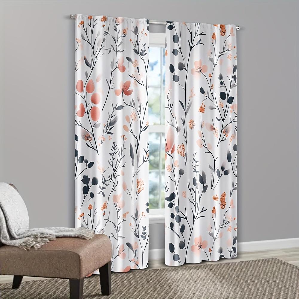 Floral Pattern Curtains Polyester Fabric Suitable Bedroom Living Room Decoration Curtain Elegant Made Of Washable Sitting Ready