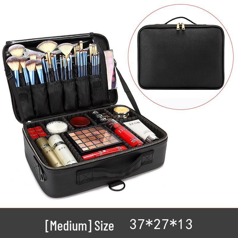 Professional Large Capacity Makeup & Nail Art Storage Box with Handheld Compartments