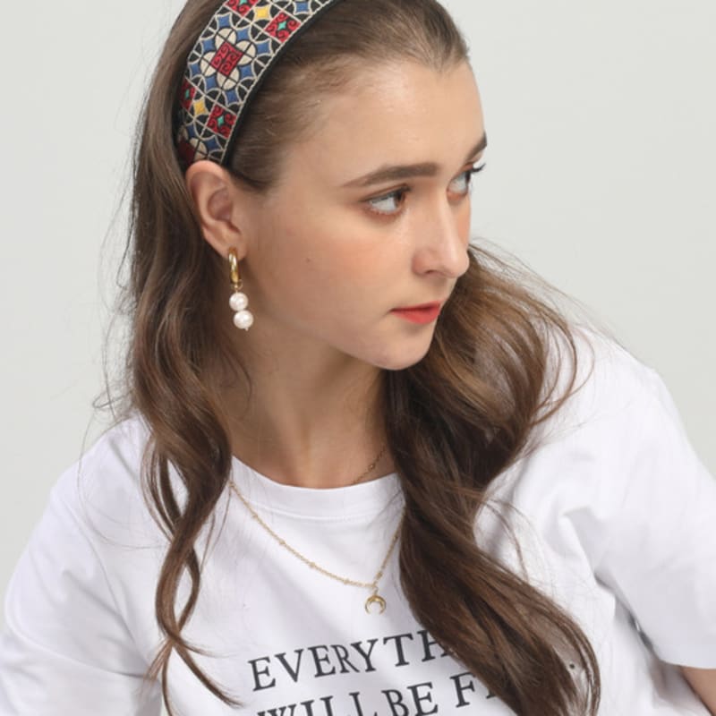 LALA Ethnisches Gitter Haarband P-BLAUBEIGE