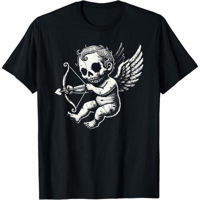 Creepy Cupid Goth Alt Emo Grunge Y2K Funny Scary Valentines Cotton Men T Shirt