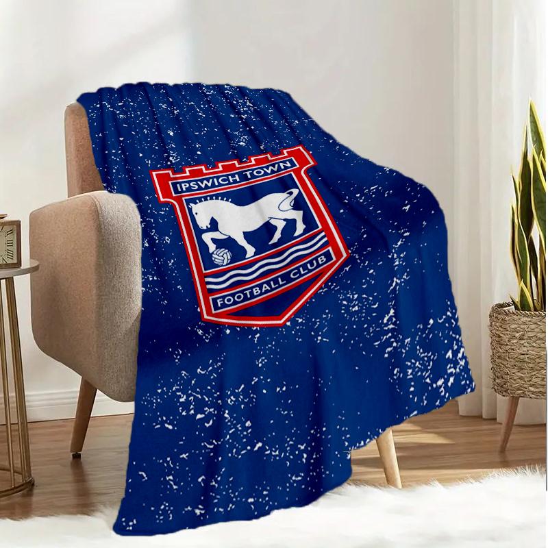 FC Ipswich Crest Blanket Lightweight Ideal Bedding Blanket Perfect for Travel, Camping, Living Rooms, Offices, Sofas, Fan Christmas Gift