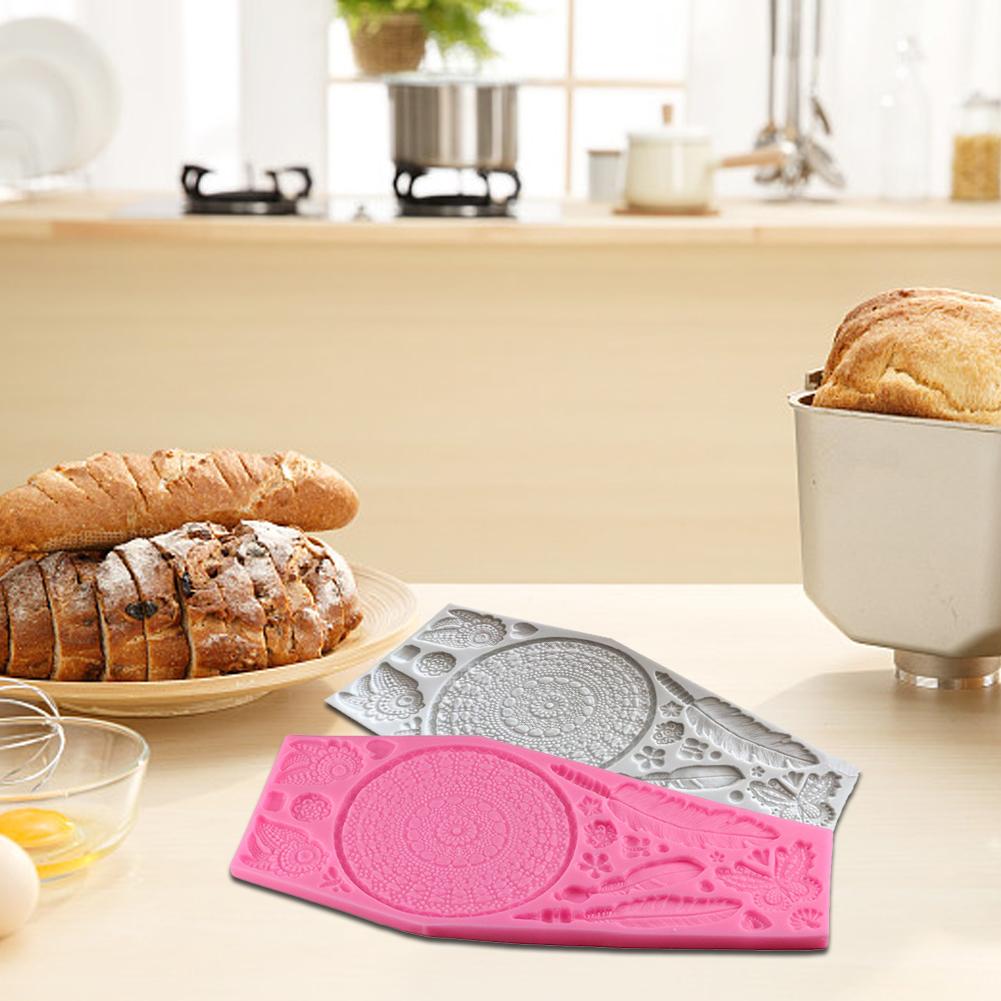 DIY Fondant Dream Catcher Silicone Mold Feather Texture Cake Wedding Decoration Dessert Table Decoration Baking Mold