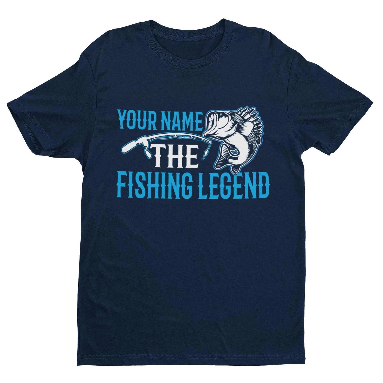 PERSONALISED Fishing T Shirt YOUR NAME The FISHING LEGEND Gift Idea Dad Angler L