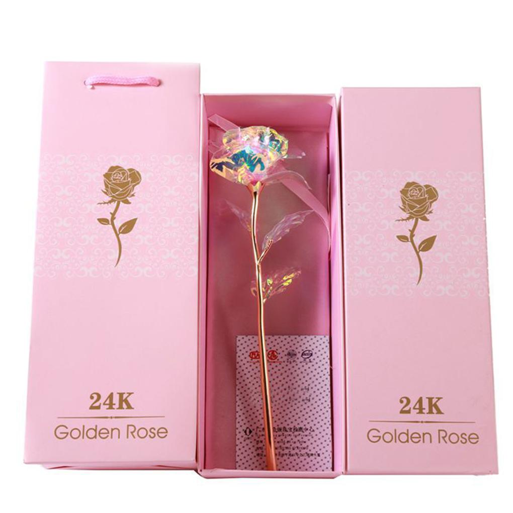 Valentines Day Creative Gift 24K Foil Plated Rose Gold Rose Lasts Forever Love Wedding Decor Lover Lighting Rose