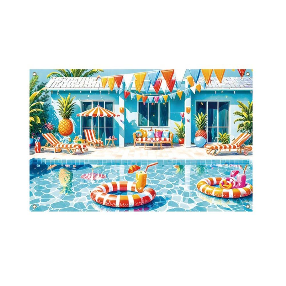Pineapple Parasol Summer Beach Backdrop Tropical Theme Seaside Backdrop  Gender Reveal