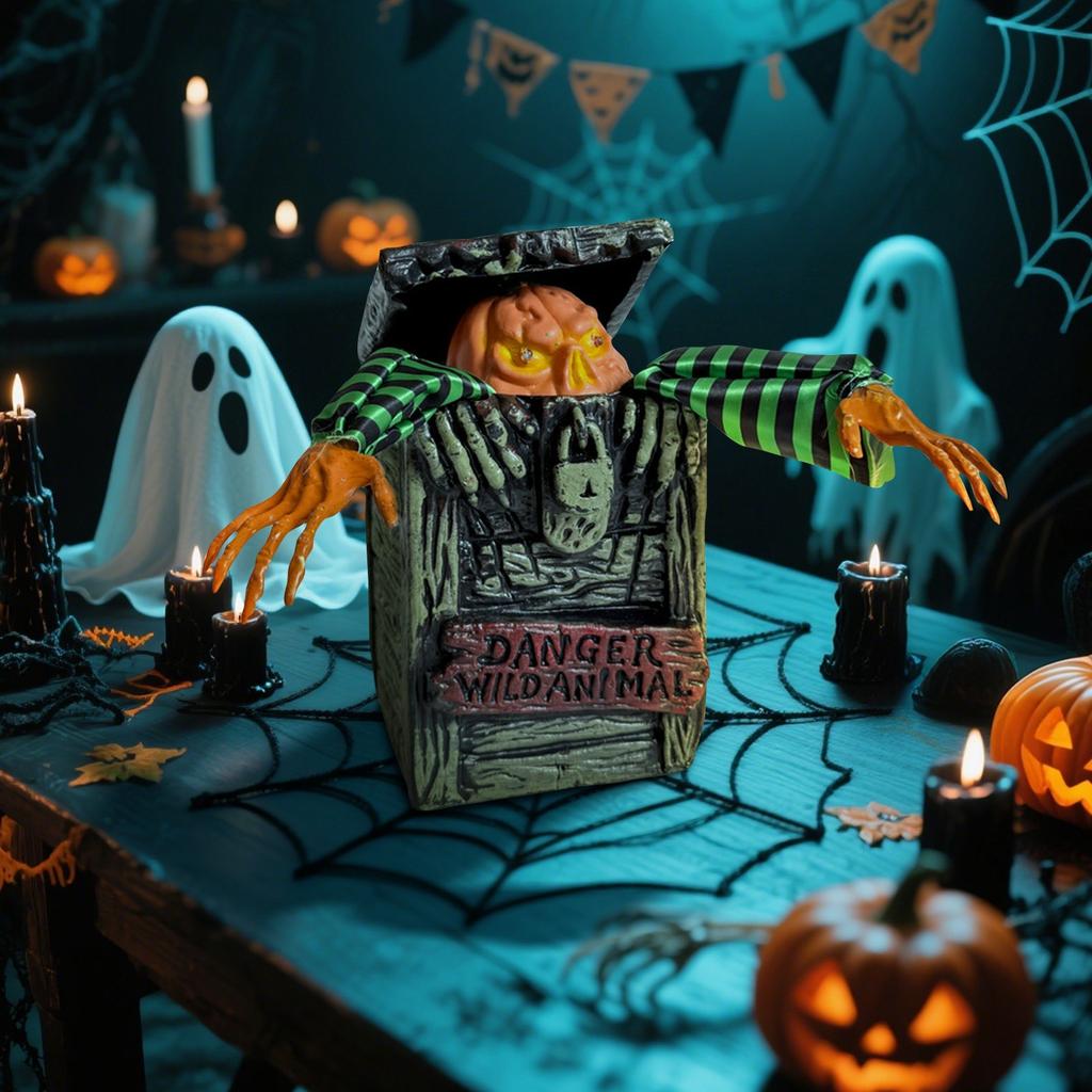 Halloween Scary Animated Toys (4 Styles) - Sound-Activated Moving Eyes, Light-Up & Spooky Sounds, 3xAA Battery Operated For Haunted House, Party Decor
