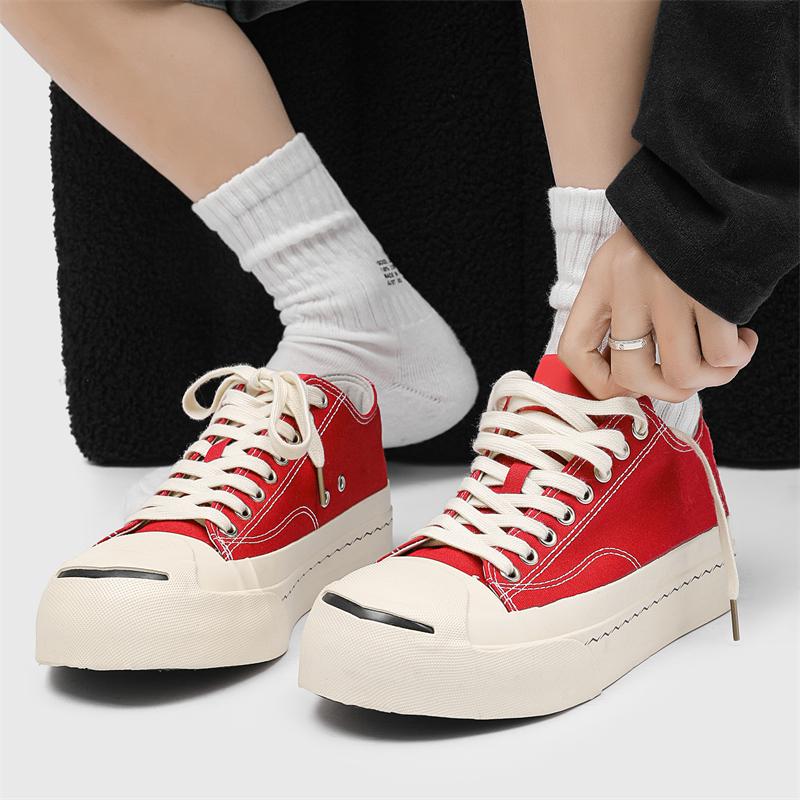 

2025Низкие кеды кэжуал нишевые парусиновые туфли модная пара мужские 2025 лето дышащий сезон удобные кроссовки дышащие удобные 44 красный