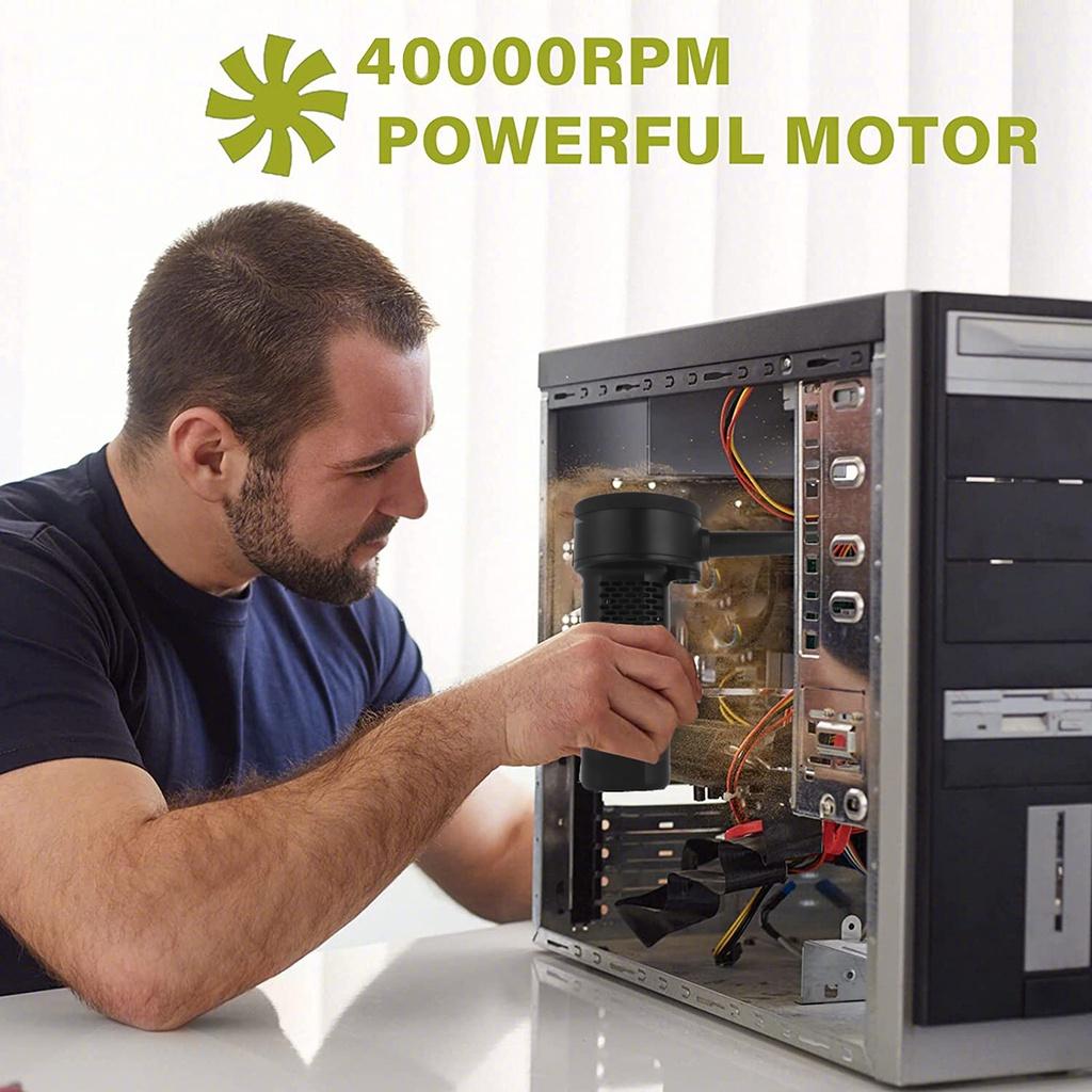 Portable Car Vacuum Cleaner Compressed Air Duster 40000RPM Electric Air Blower for Keyboard Computer Seat Device Cleaners 2-In-1