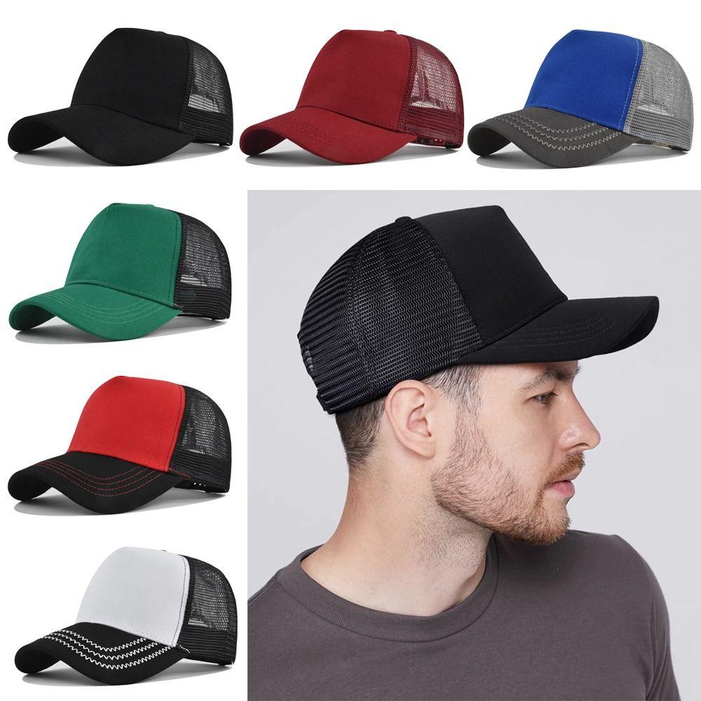 New Hard Top Baseball Cap Breathable 5 Panels Mesh Hat Solid Color Advertising Cap Men Women