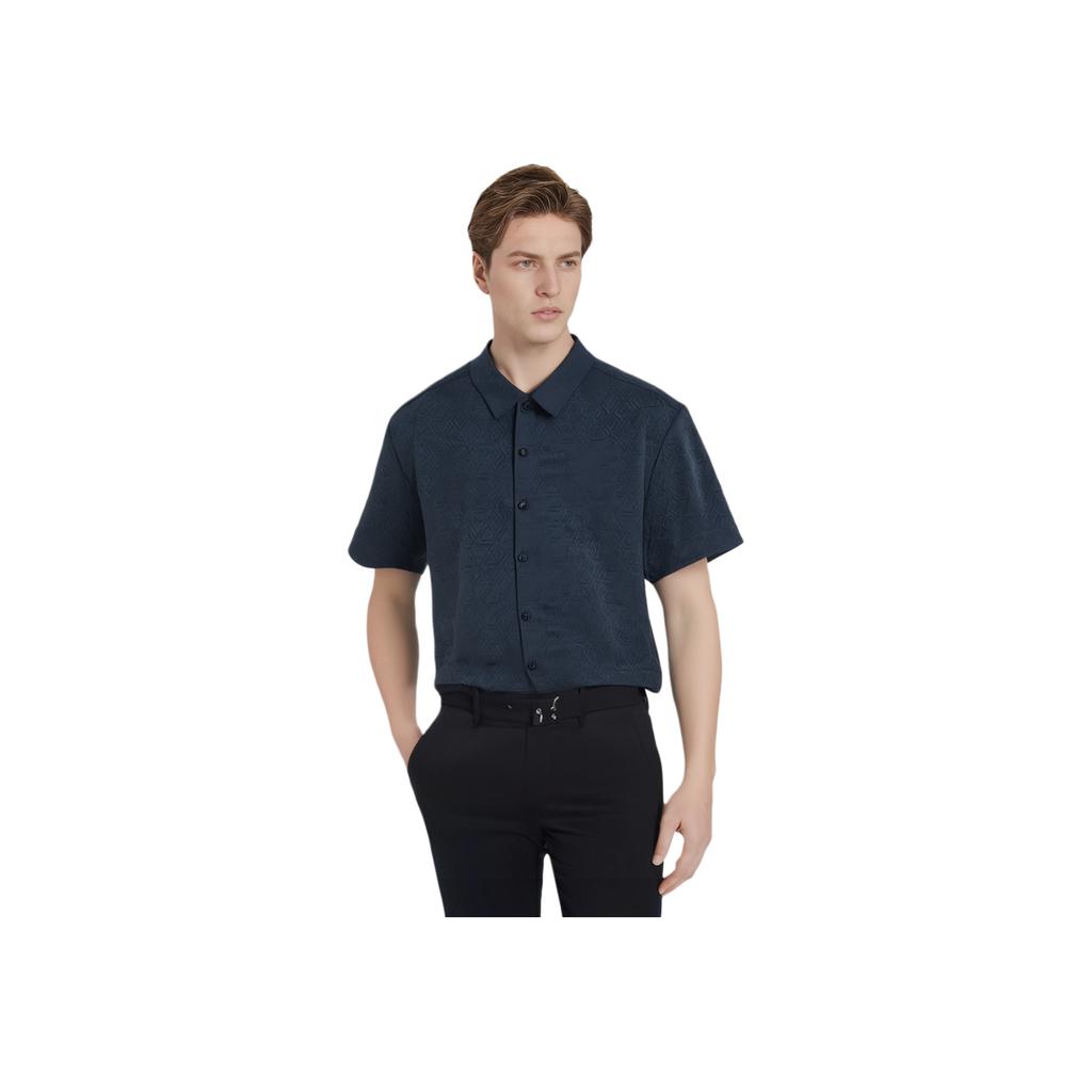 Puma X Dapper Dan All Over Print Button-Up Short Sleeve Shirt Men Shirts Navy-Blue 539805-06