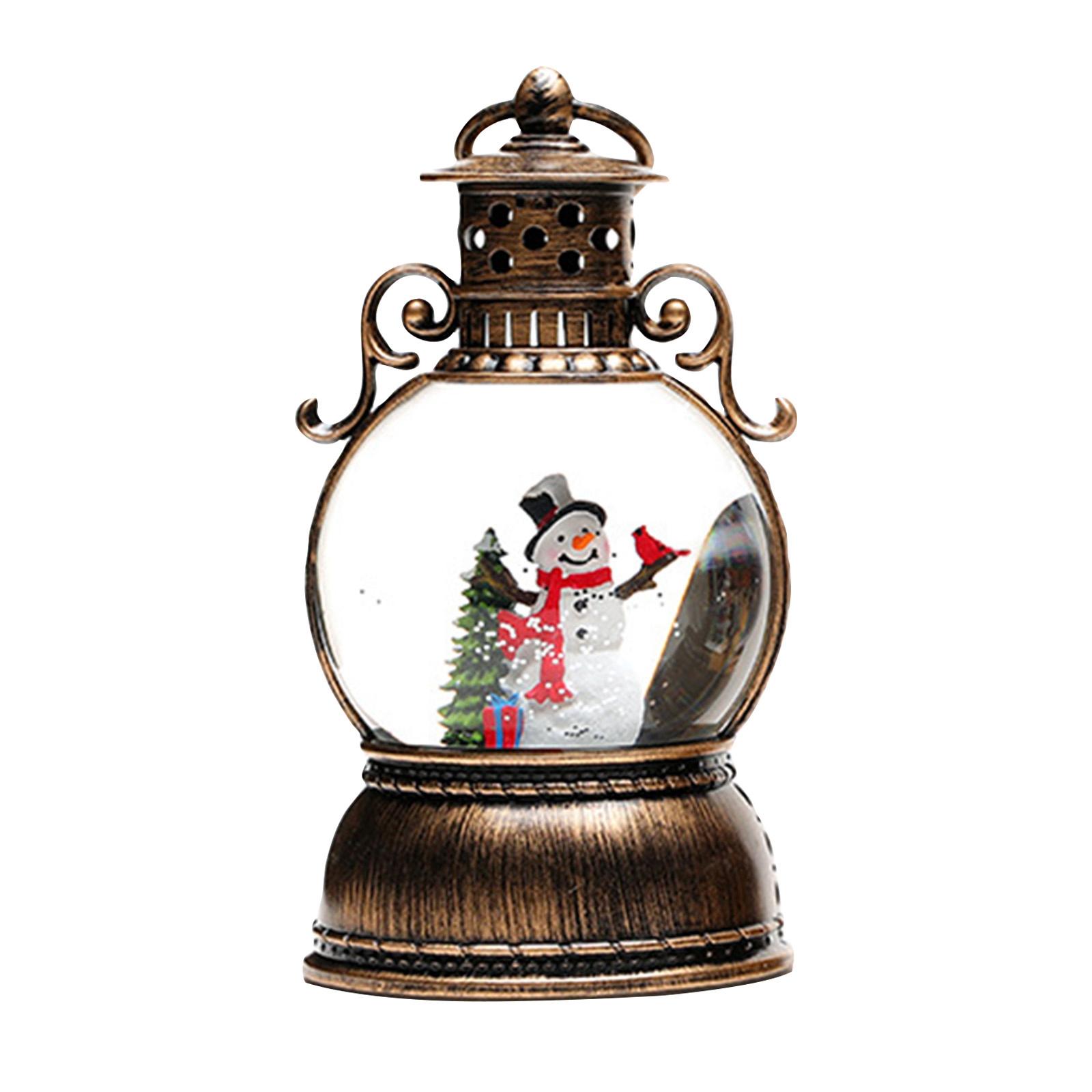 Christmas Snow Scene Night Light Crystal Ball Christmas Decoration Jesus Snowman Santa Claus Snow Scene Ornaments Christmas Gift One Size