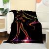 For Sailor Moon,Neon Lights,Silhouette-Themed Flannel Blanket, Glam Style, Digital Print, All-Season Comfort, Tear-Resistant, Knitted Crafts