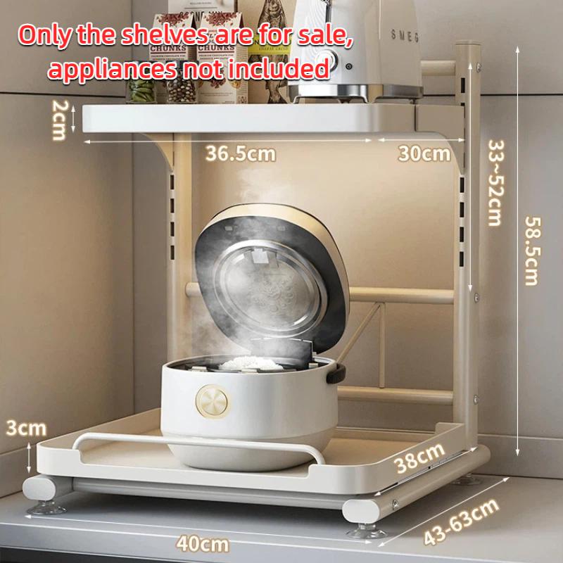

AILIHU Multi-Purpose Kitchen Storage Shelf Adjustable Microwave Stand with Pull-Out Tray Expandable Countertop Organizer Rack White-40cm