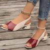 Fashion Summer New Fashion Sandals Women Mixed Color Fish Mouth Thick Heels Large Size Back Hollow Slip on Women Shoes Sandalias Mujer