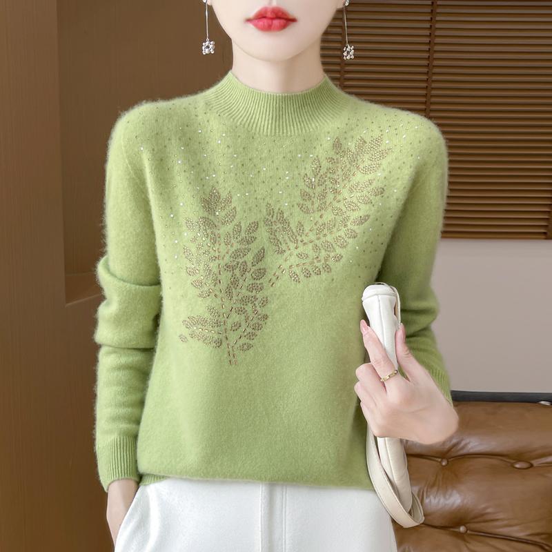 

Женский кашемировый свитер Qinghe кашемир 30% кашемир 70% шерсть осенне-зимний пуловер теплый и модный L ярко-зеленый