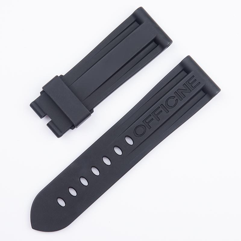 Soft AAA Fluororubber FKM Rubber Watchband Fit For Panerai Strap Accessories For PAM111/441/389 Watchbands 24mm Tang Pin Buckle