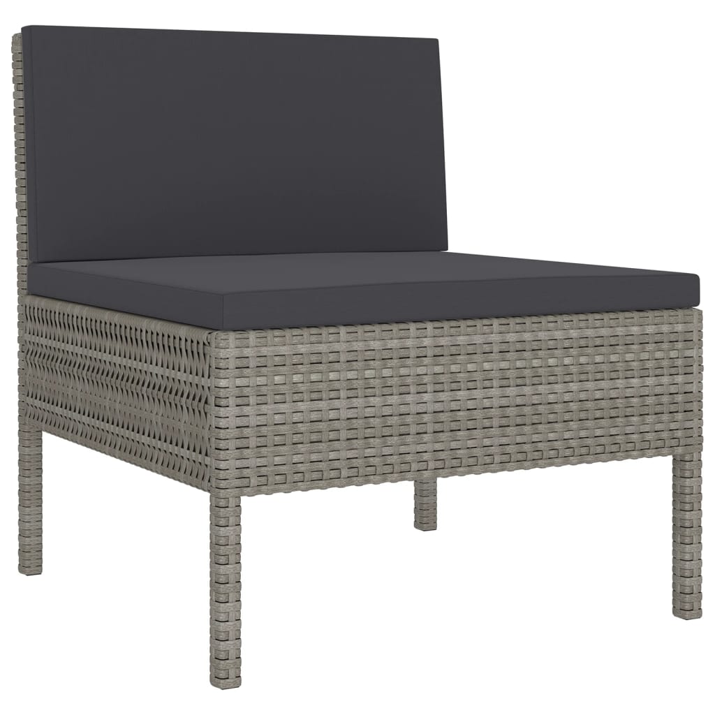 Vidaxl 5-Cz. Garden Lounge Set, Cushions, Grey, Rattan PE