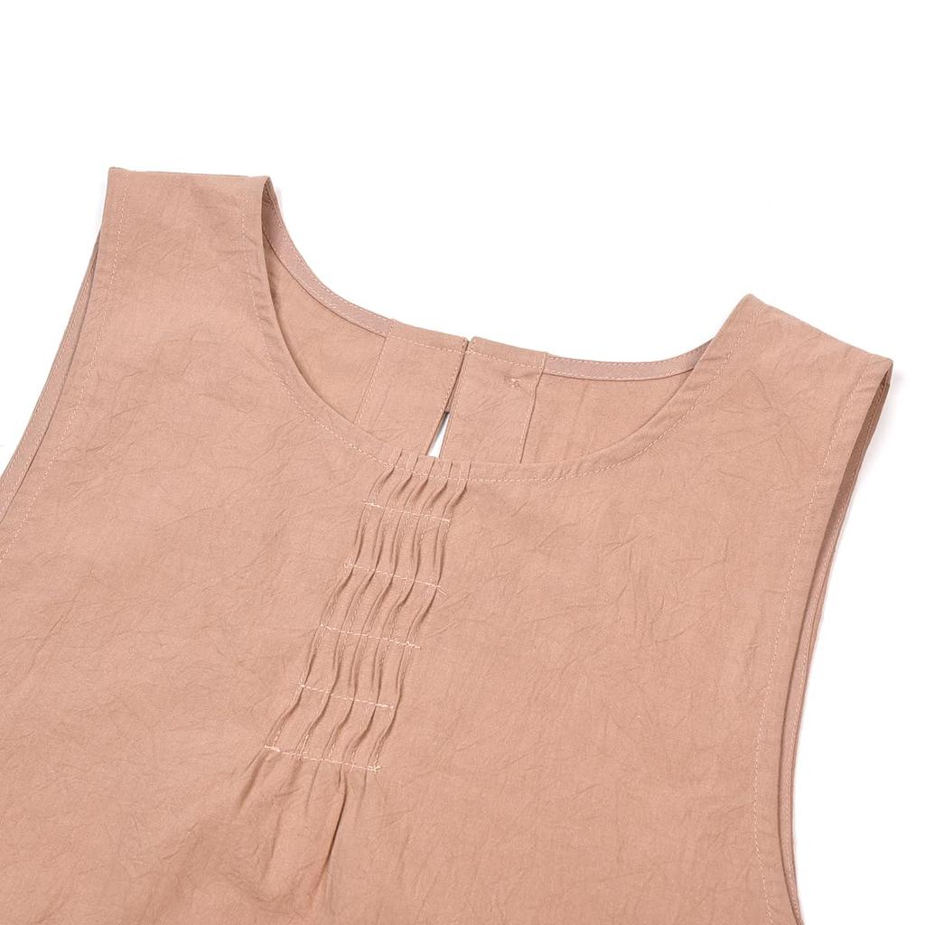 Sewing Washer Pintuck Light [Kusuguru Japan] Apron, Apron, K103-12, Brown, M-L