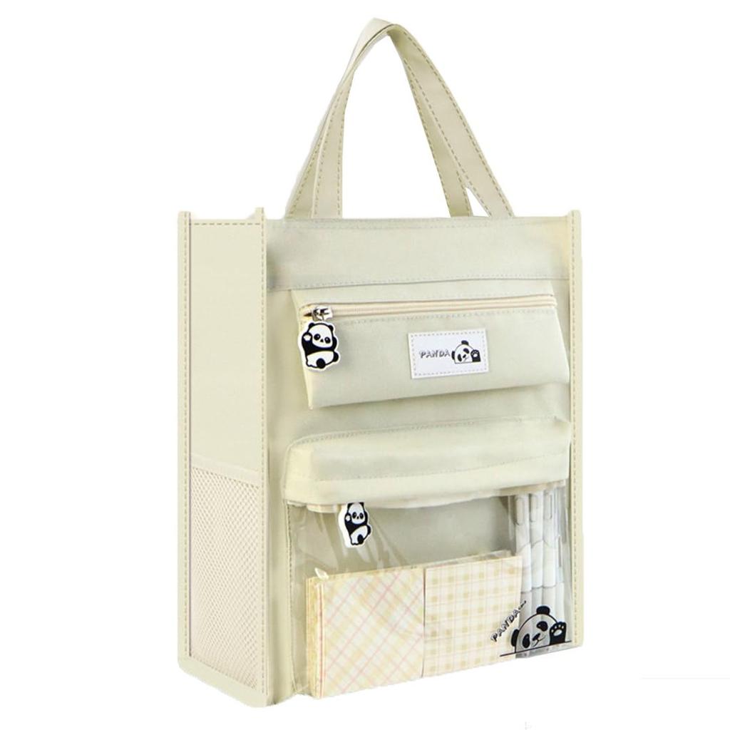 Tote A4 cram school cram school pencil pen pouch side mesh pen transparent front stationery large supplementary storage document accessory simple