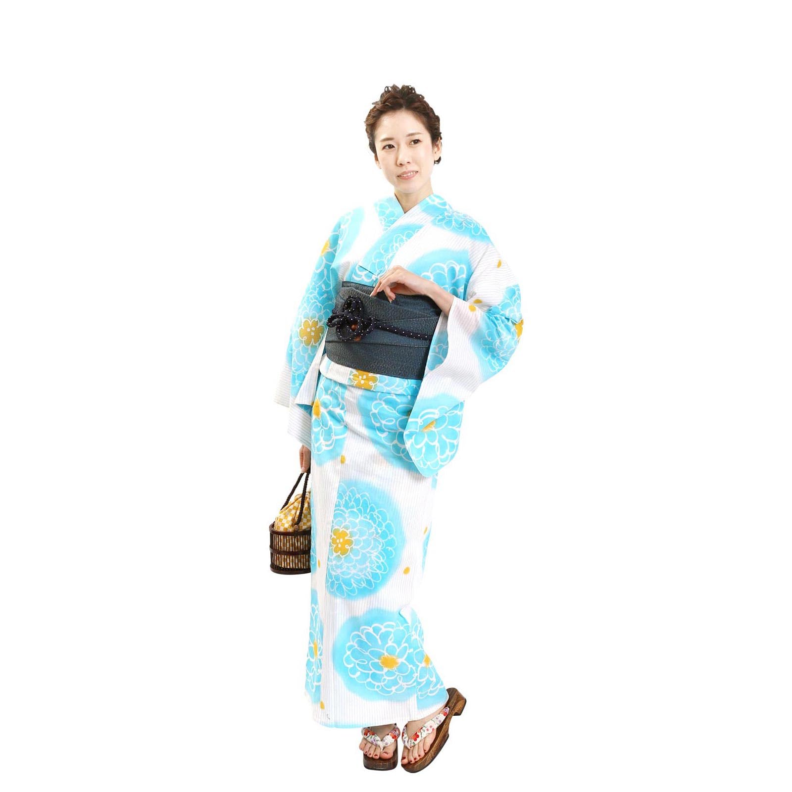 

Yukata Free Light White X25110B233 [Fuuka] Women s Set, 2-piece, Female, Adult, Size, Peony, Chrysanthemum, Blue, (Yukata/Heko Obi/Navy)