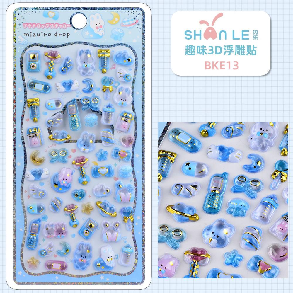 Japanese Style Cute Animal 3D Embossed Stickers Phone Case Decoration Crystal Stickers